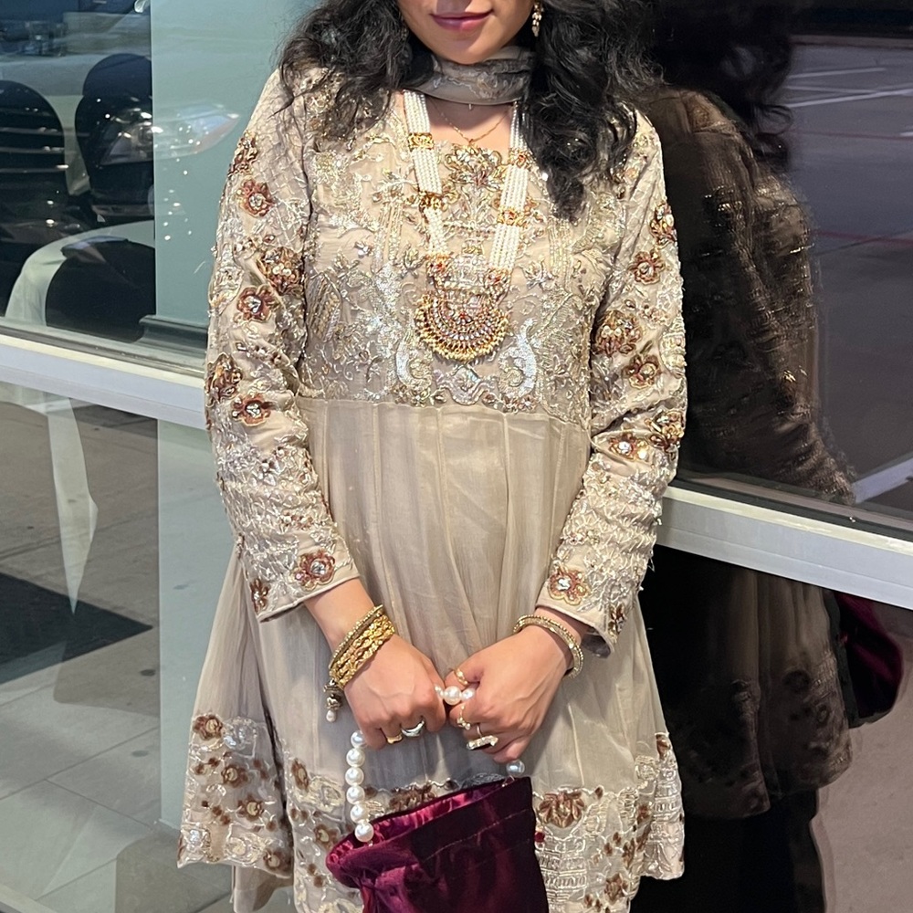 Beige gharara (Pakistani/Indian dress)